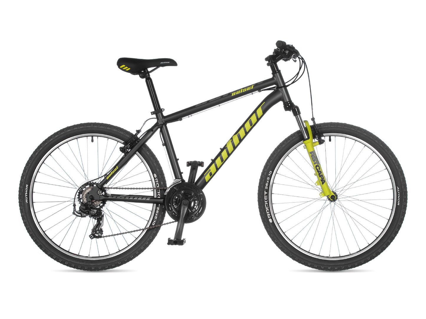 AUTHOR Outset 26 2023-24 19" šedá-matná/limeta MTB XC 26"kolo