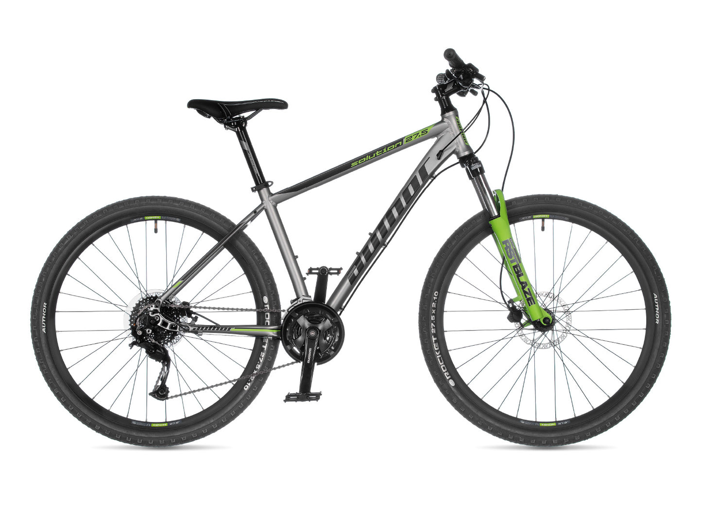 AUTHOR Solution 27,5 2023-24 19" stříbrná-matná/zelená MTB XC 27,5"kolo